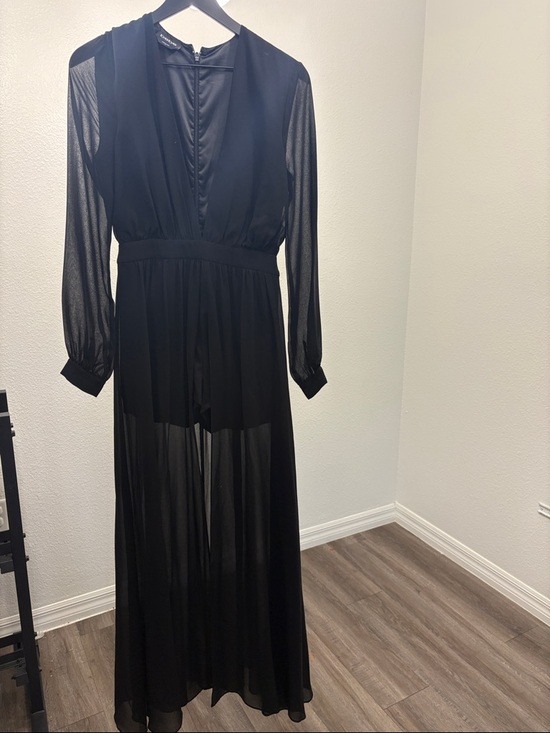 bebe Dresses & Skirts - bebe Black Sheer Long-Sleeve Maxi Dress